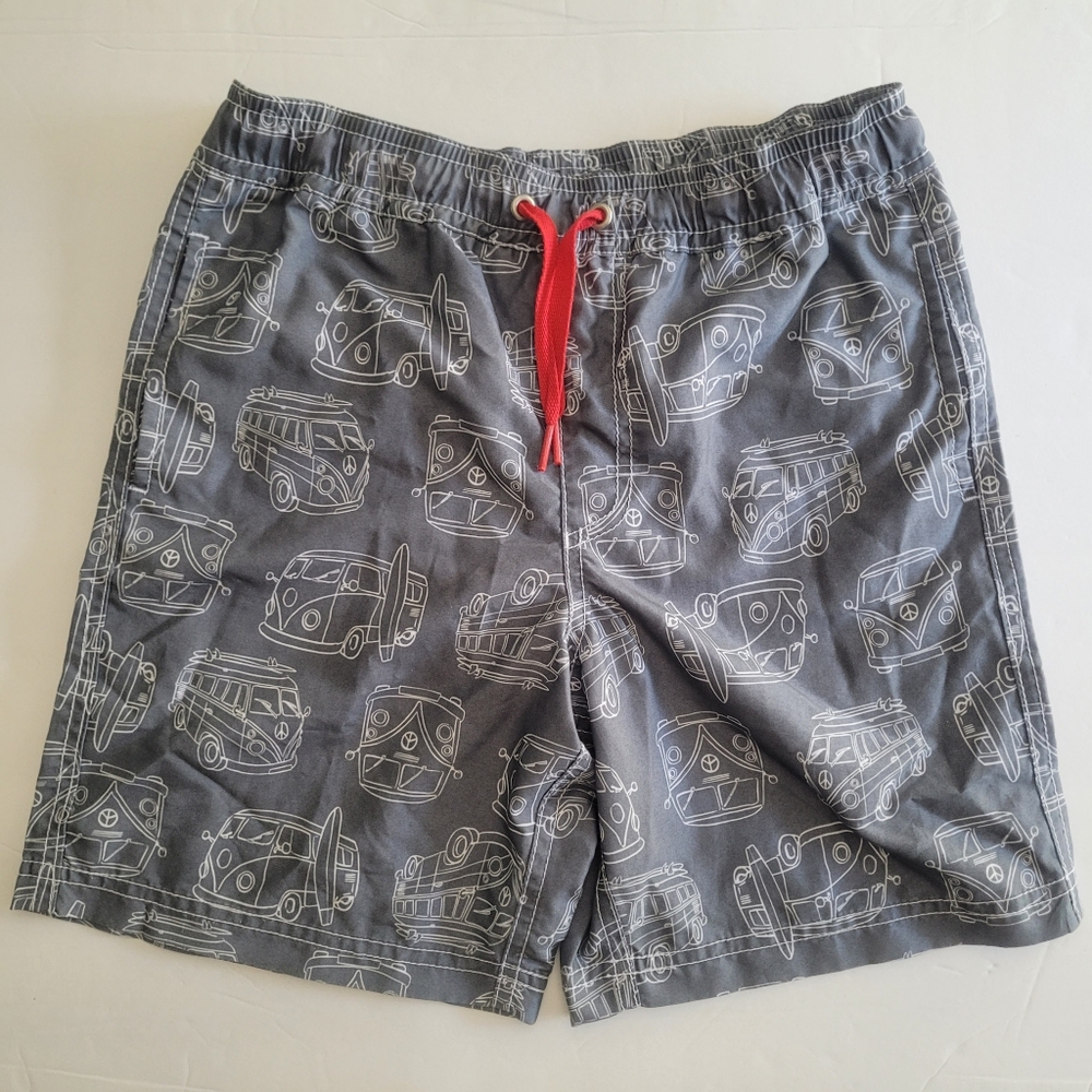 Hanna Andersson Swim Trunks Boys 130 (US 8) Gray Volkswagen Bus VW Surf Van